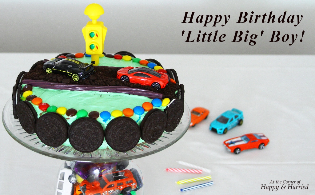 Race Car Themed Birthday Cake & Cake Stand